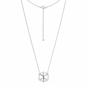 Geometric Cube Sterling Silver Necklace