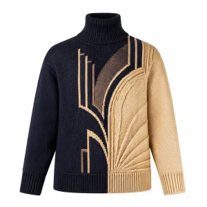 Gradient Geometric Relief Knit Sweater