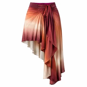 Designer's Signature Asymmetric Wrap Scarf Midi Skirt