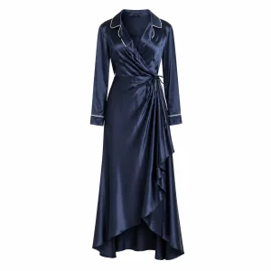 Sculptural Cascade Cowl Wrap Maxi Dress