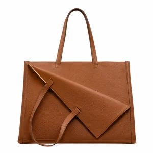 Architectural Structured Leather Mega Tote