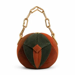Sculptural Suede Orbital Minaudiere