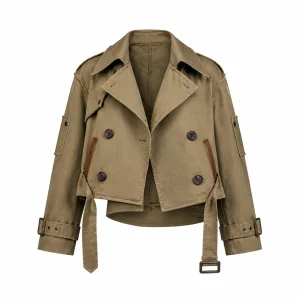 Deconstructed Double-Breasted Cropped Trench