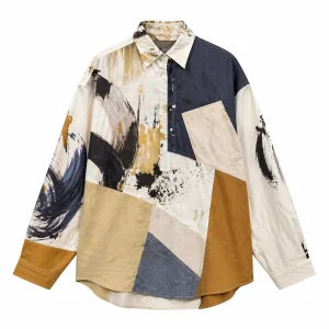 Deconstructed Patchwork Print Shirt