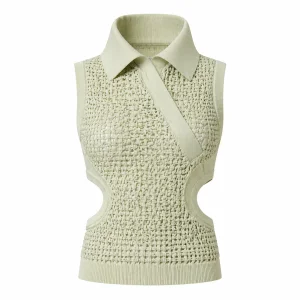 Open-Weave Cutout Polo Tank
