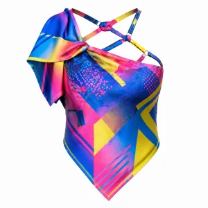 Gradient Tie-Dye Pop Art Binding Back Top