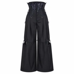 Deconstructed Double-Waistband High-Rise Wide-Leg Trouser
